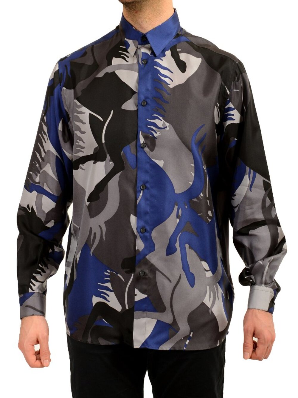 Scuderia Ferrari Men's "Camouflage PR. Horse" 100% Silk Shirt US S IT 48